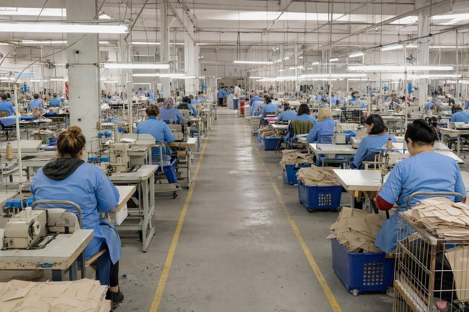 La salle de fabrication : les lignes de montage en activité